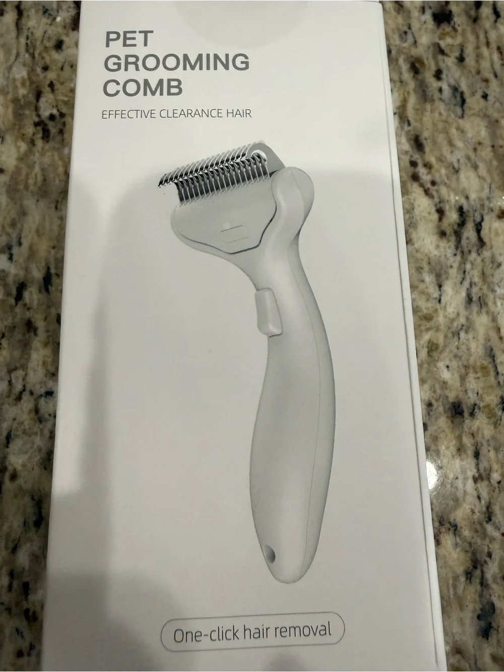 Pet Grooming Comb — White One-Click Hair Removal